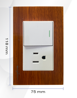 Placa  1 Apagador + 1 Contacto Madera Wanergy