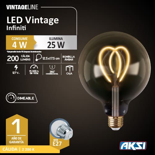 Foco led 4w Vintage Infiniti Dimeable