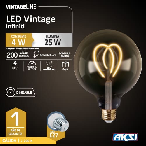 Foco led 4w Vintage Infiniti Dimeable - 0