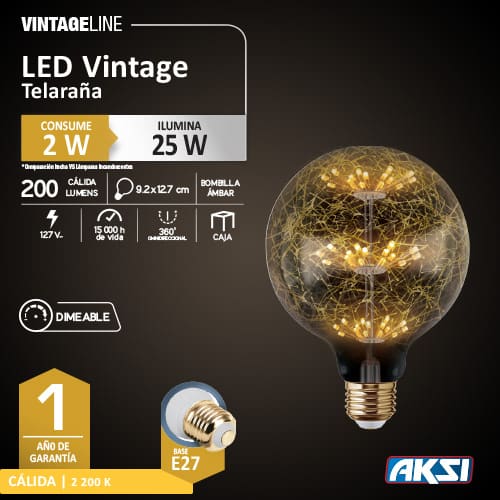 Foco Led 2w Vinatge Telaraña Dimeable