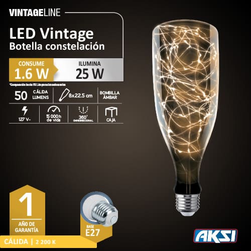 Foco Led 1.6 w Vintage Botella Constelación Aksi