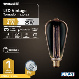 Foco Led 4w Vintage Mazorca Tornado Dimeable Aksi - 0