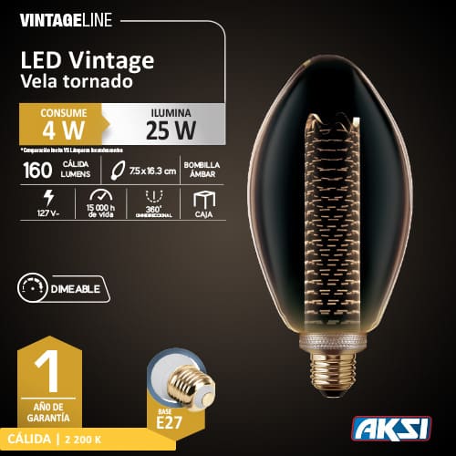 Foco Led 4w Vela Tornado Dimeable - 0