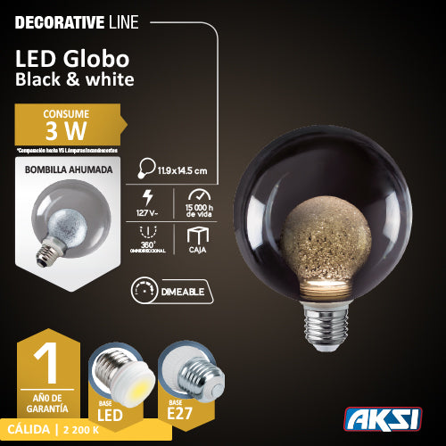 Foco Led 3w Vintage Black & White Dimeable - 0