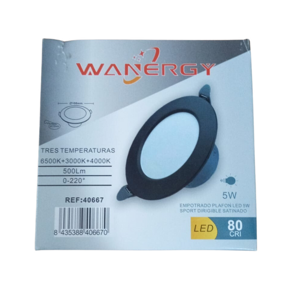 Empotrado led 5w Negro 3 Temperaturas