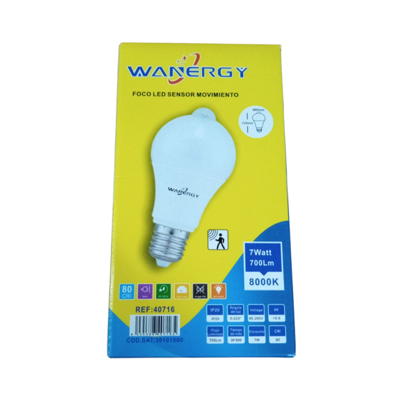 Foco 7w con Sensor de Movimiento