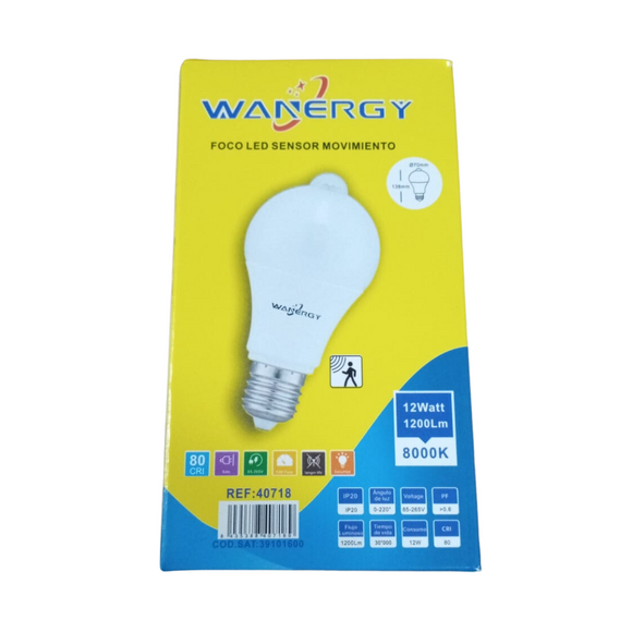 Foco 12 w Led con Sensor de Movimiento