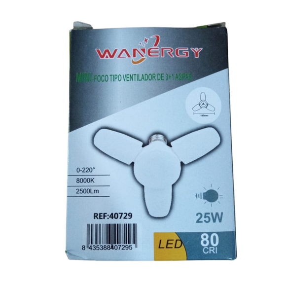Foco led 25 w Mini Ventiladior 3 Aspas