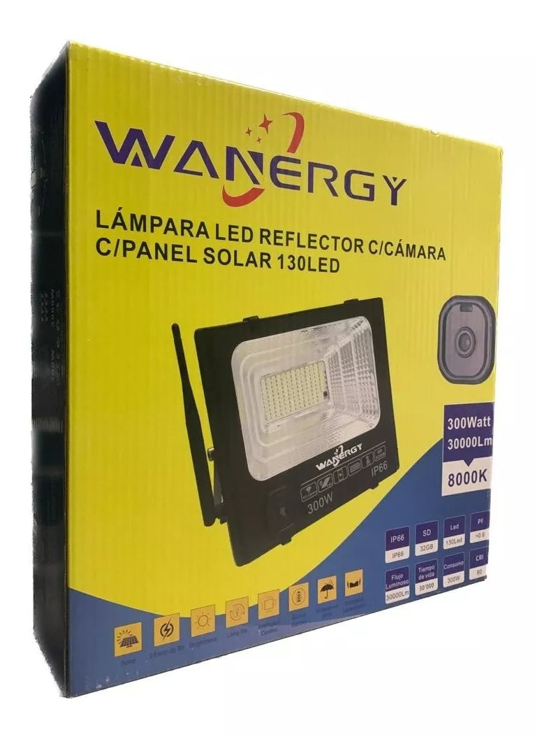 Reflector Led Solar 100 w con Camara Wi Fi Wanergy