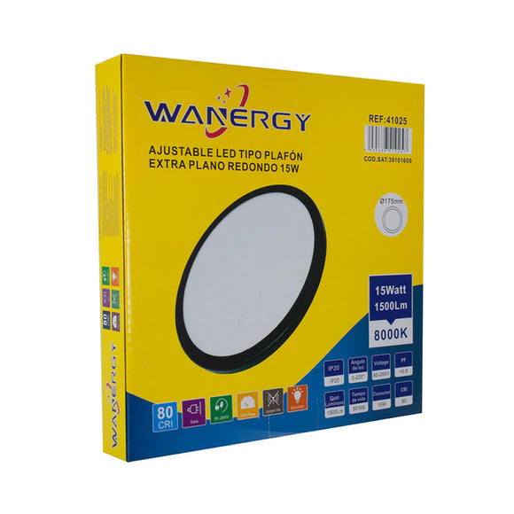 Empotrado Led 15 W Ajustable Negro Wanergy