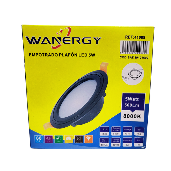 Empotrado 5w Led Aro Negro Wanergy