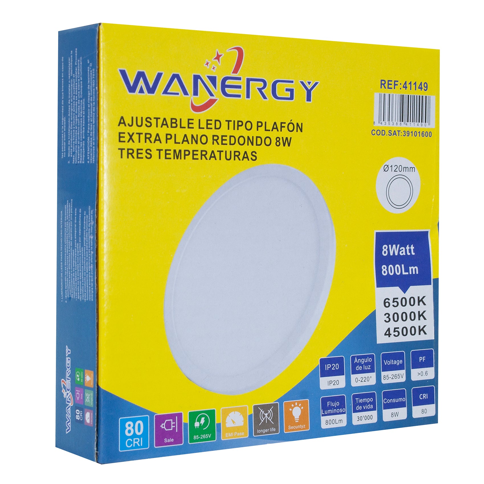 Empotrado 8 w Ajustable 3 Tonos Wanergy