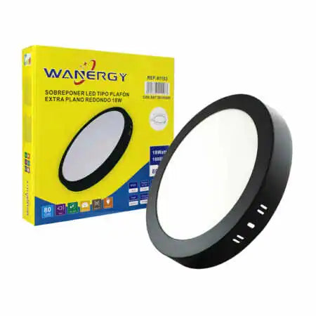 Luminario Led 18 w Sobreponer Negro Wanergy