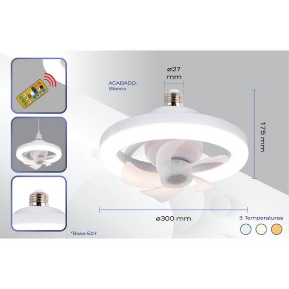 Foco Ventilador Oscilatorio 60 w 3 Tonos