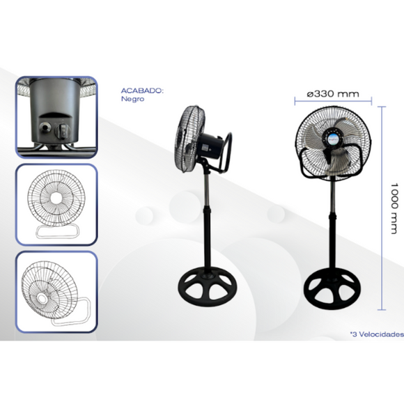 Ventilador Industrial 3 en 1 Negro 40 w