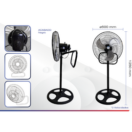 Ventilador 3 en 1 Negro 18" 50 w 3 Posiciones con 2 piezas