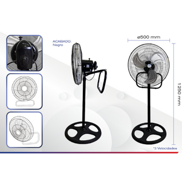 Ventilador 3 en 1 Negro 18" 50 w 3 Posiciones con 2 piezas