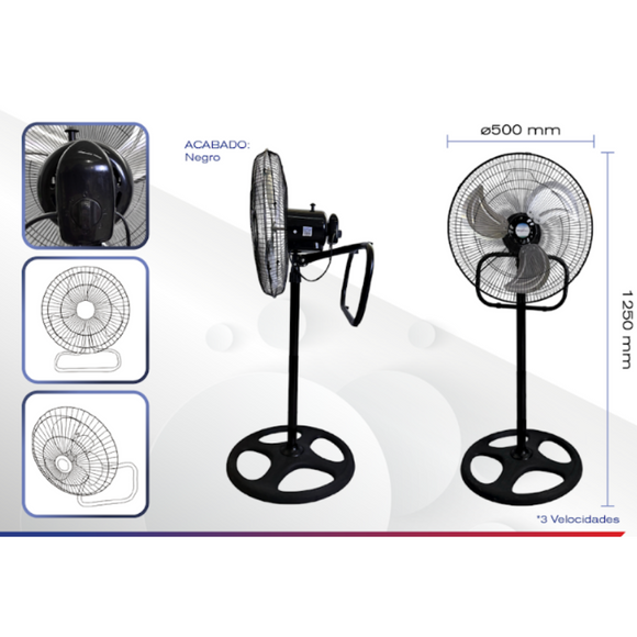 Ventilador 3 en 1 Negro 18" 50 w 3 Posiciones con 2 piezas