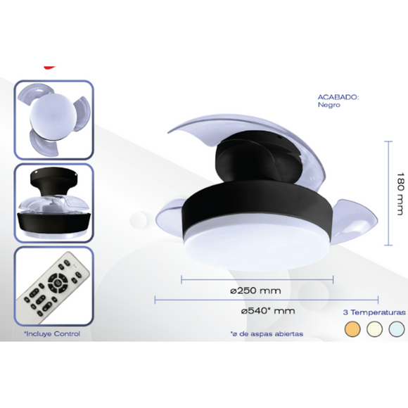 Ventilador 3 Aspas Retractil 3 Tonos