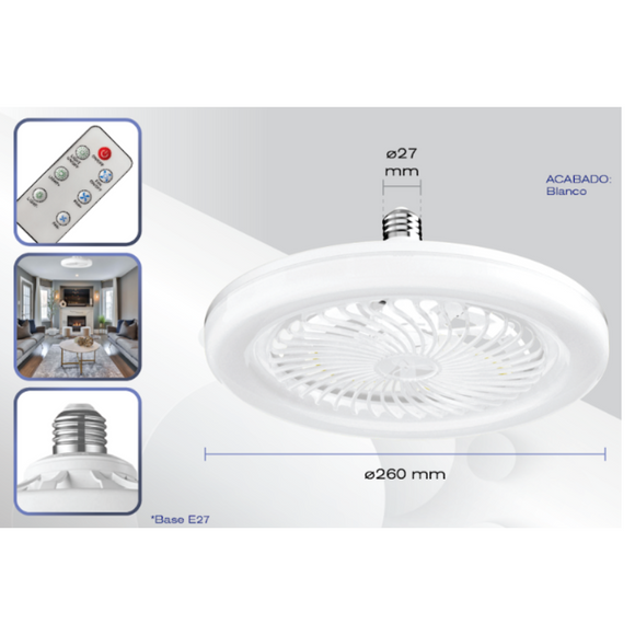 Foco Ventilador con Control Remoto 30w