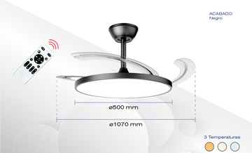 Ventilador de Techo 42" Aspas Retráctiles