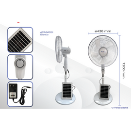 Ventilador de Piso Solar 16" 5 Aspas
