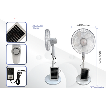 Ventilador de Piso Solar 16" 5 Aspas