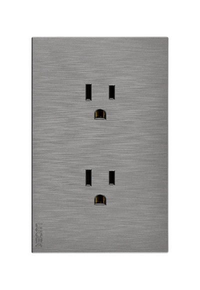 Placa Contacto Duplex Lucek Flat Plata