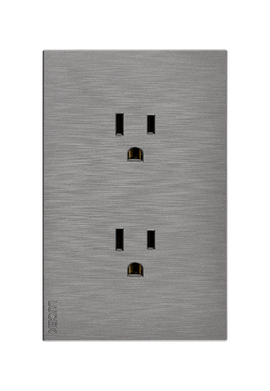 Placa Contacto Duplex Lucek Flat Plata