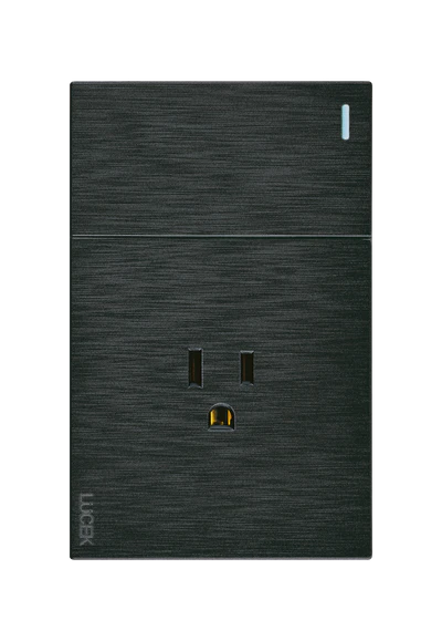 Placa 1 Apagador Sencillo 1 Contacto Lucek Flat Negra