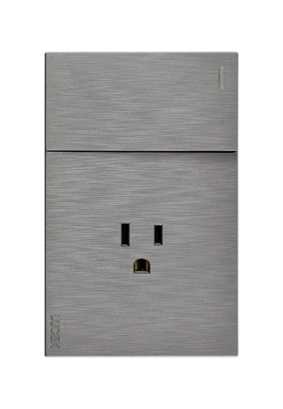 Placa 1 Apagador Sencillo 1 Contacto Lucek Flat Plata