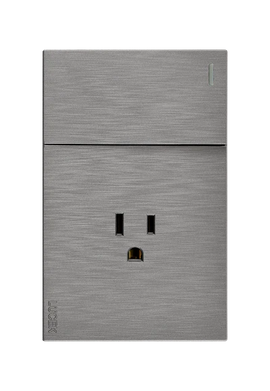 Placa 1 Apagador Sencillo 1 Contacto Lucek Flat Plata