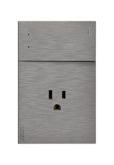 Placa 1 Apagador Escalera 1 contacto Lucek Flat Plata