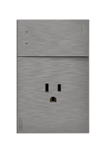 Placa 1 Apagador Escalera 1 contacto Lucek Flat Plata