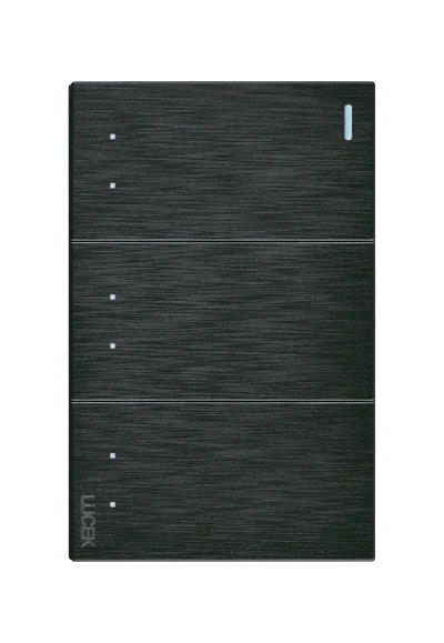 Placa 3 Apagadores Escalera Lucek Flat Negra