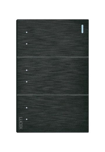 Placa 3 Apagadores Escalera Lucek Flat Negra