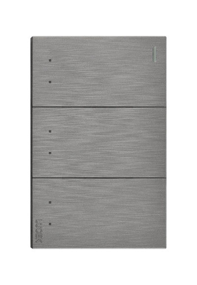 Placa 3 Apagadores Escalera Lucek Flat Plata