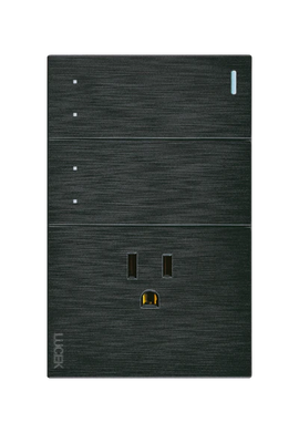 Placa 2 Apagadores Escalera 1 Contacto Lucek Flat Negro