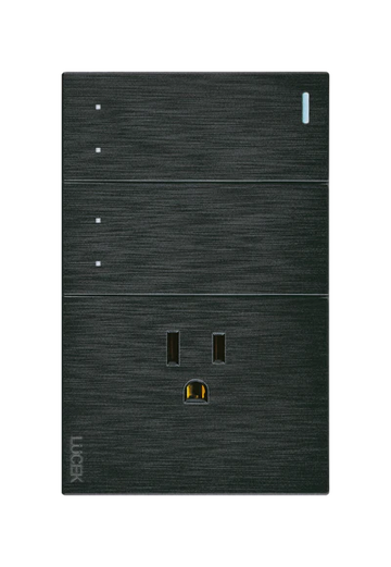 Placa 2 Apagadores Escalera 1 Contacto Lucek Flat Negro