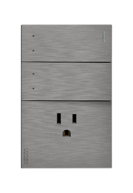 Placa 2 Apagadores Escalera 1 Contacto Lucek Flat Plata