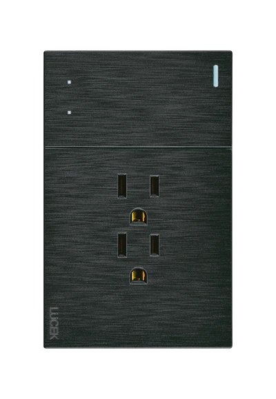 Placa 1 Apagador Escalera 2 Contactos Lucek Flat Negra