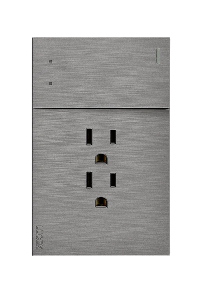 Placa 1 Apagador Escalera 2 Contactos Lucek Flat Plata