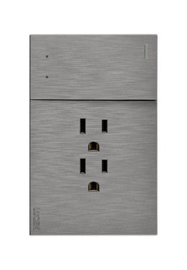 Placa 1 Apagador Escalera 2 Contactos Lucek Flat Plata