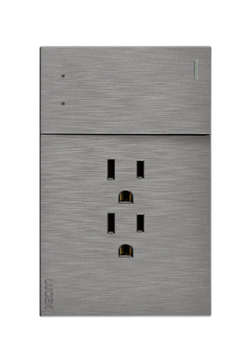 Placa 1 Apagador Escalera 2 Contactos Lucek Flat Plata