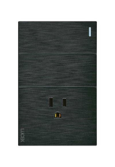 Placa 2 Apagadores Sencillos 1 Contacto Lucek Flat Negra