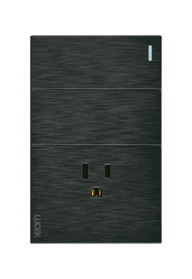 Placa 2 Apagadores Sencillos 1 Contacto Lucek Flat Negra