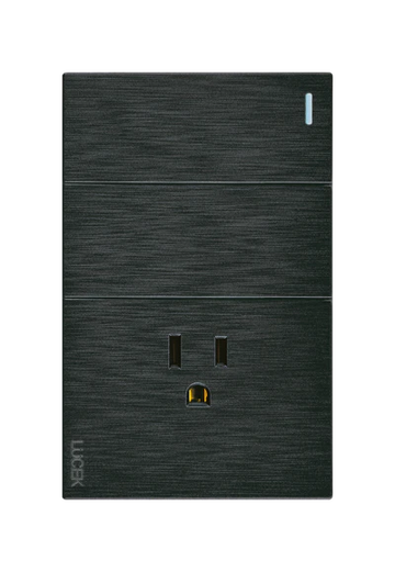 Placa 2 Apagadores Sencillos 1 Contacto Lucek Flat Negra