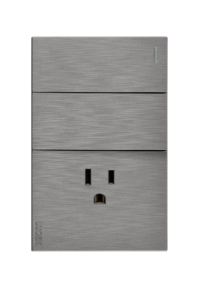 Placa 2 Apagadores Sencillos 1 Contacto Lucek Flat Plata