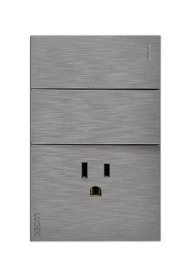 Placa 2 Apagadores Sencillos 1 Contacto Lucek Flat Plata