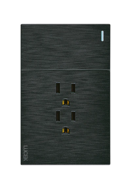 Placa 1 Apagador Sencillo 2 Contactos Lucek Flat Negra